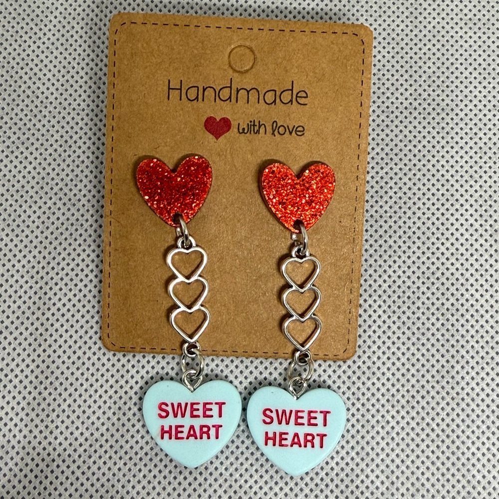 Handmade Valentine’s Day Candy Heart Earrings